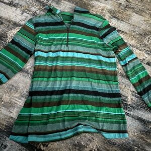 Sno skin Striped Green and Blue Long Sleeve Top